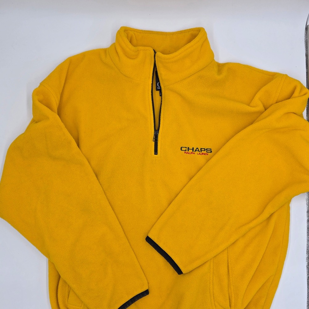Chaps Ralph Lauren Mens XXL Quarter‎ Zip Fleece Pullover Yellow Mock Neck Jacket